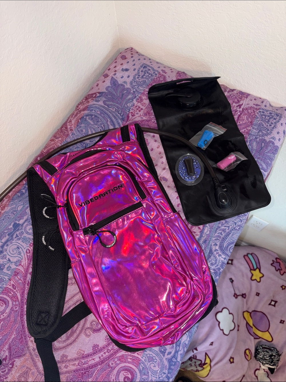 Holographic Hot Pink Vibedration Hydration Pack